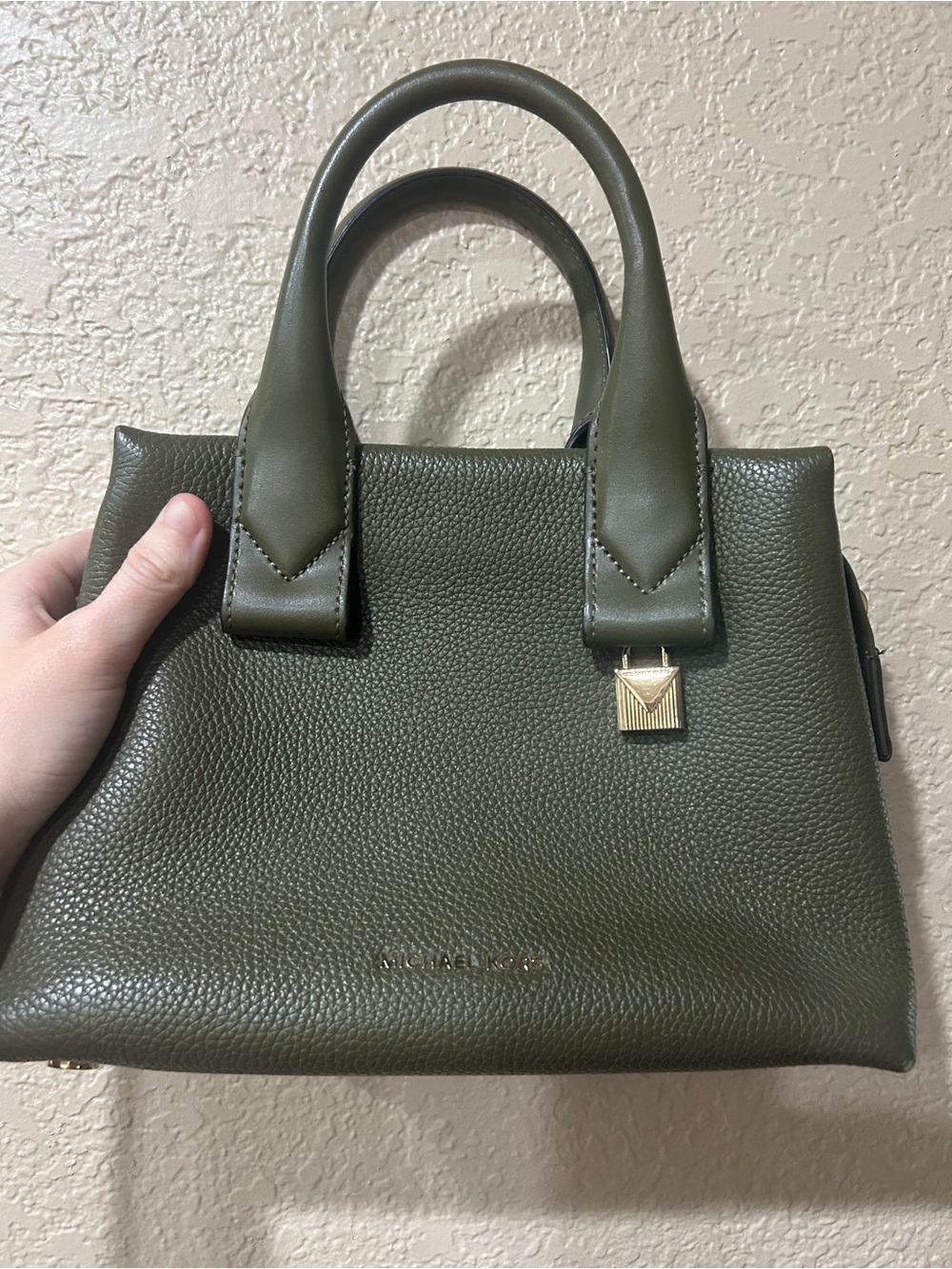 Michael Kors Olive Green Leather Top-Handle Shoulder Bag